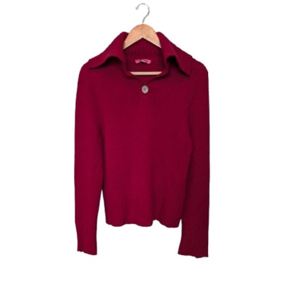Red Vintage 100% Cashmere Sweater - Coin Laundry - Broken Button - Picture 1 of 9